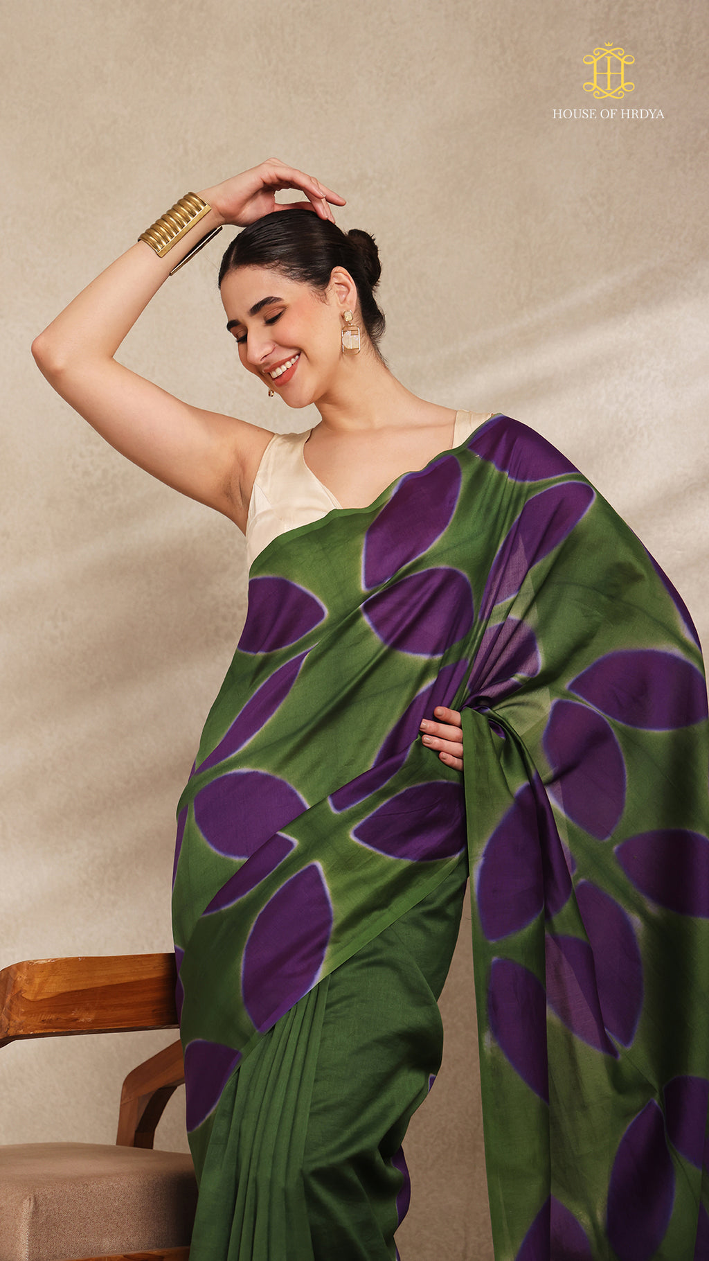Clamp Chanderi Silk Green and Purple