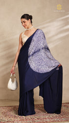 Baandh Indigo Modal Silk White Shibori