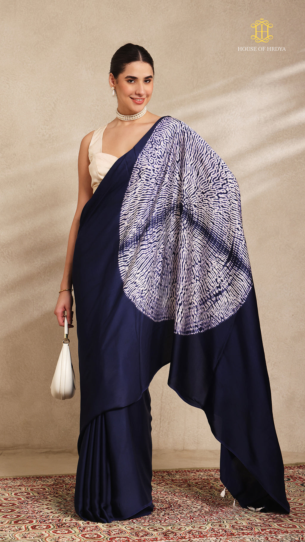 Baandh Indigo Modal Silk White Shibori