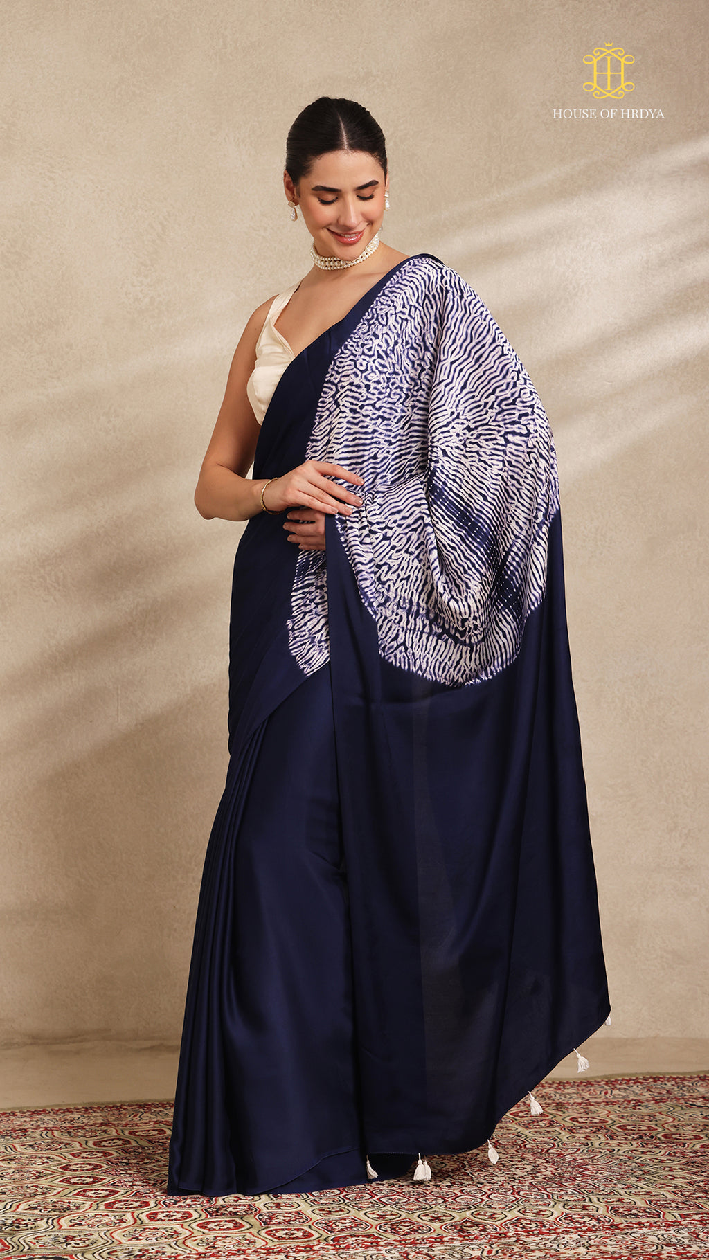 Baandh Indigo Modal Silk White Shibori