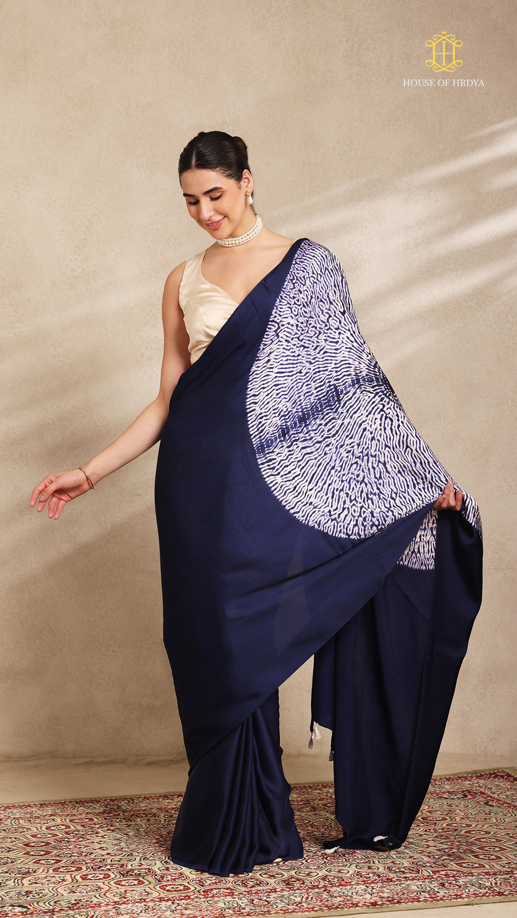 Baandh Indigo Modal Silk White Shibori