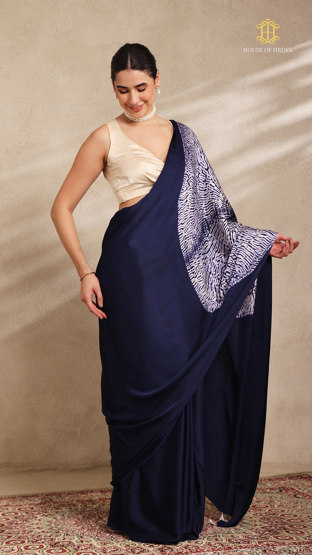 Baandh Indigo Modal Silk White Shibori