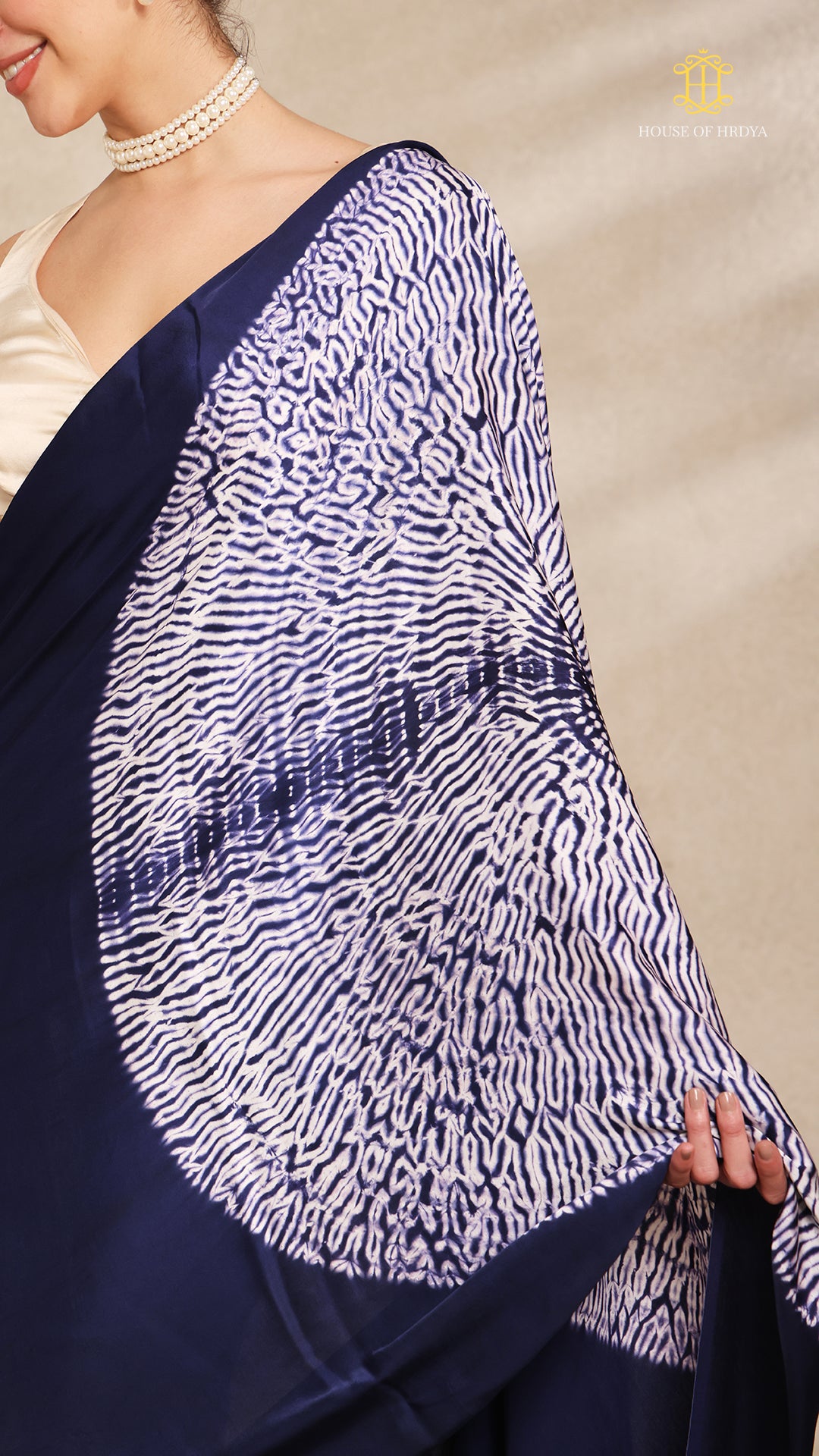 Baandh Indigo Modal Silk White Shibori