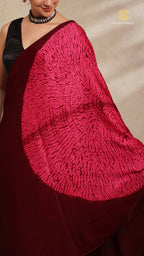 Baandh Maroon Modal Silk Pink Shibori