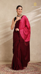 Baandh Maroon Modal Silk Pink Shibori