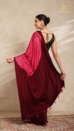 Baandh Maroon Modal Silk Pink Shibori