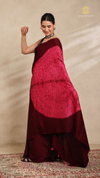 Baandh Maroon Modal Silk Pink Shibori
