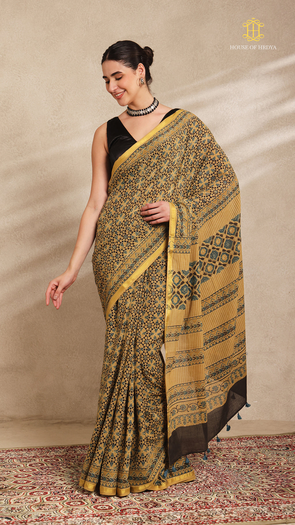 Ajrakh Mul Cotton Saree