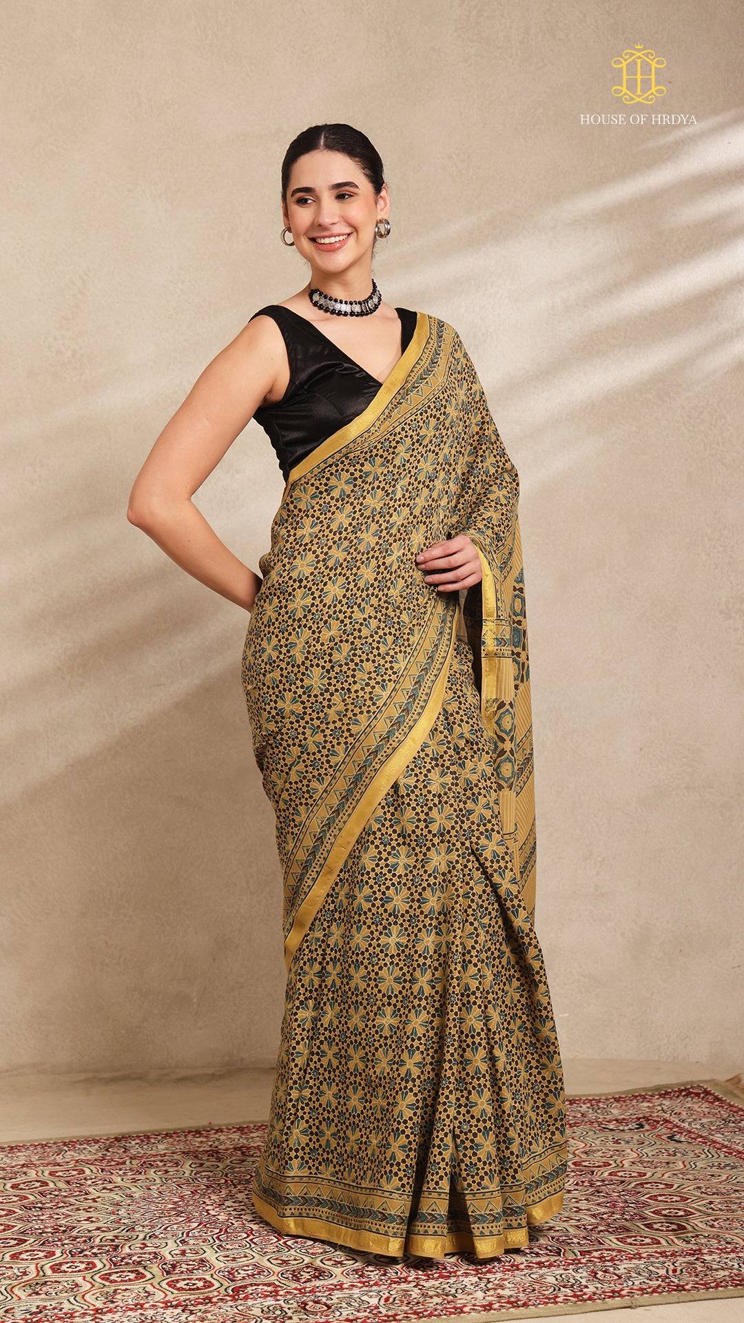 Ajrakh Mul Cotton Saree