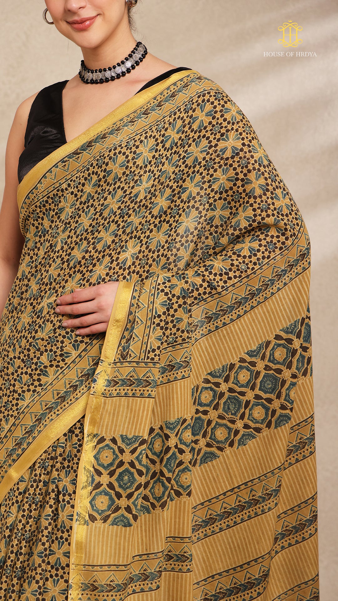 Ajrakh Mul Cotton Saree