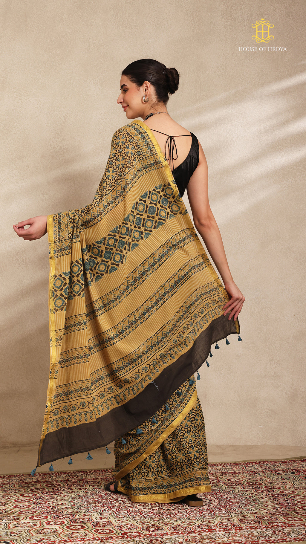 Ajrakh Mul Cotton Saree