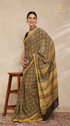 Ajrakh Mul Cotton Saree