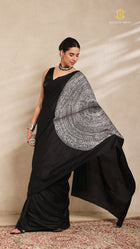 Shibori Black Ombre Shoulder White Pattern