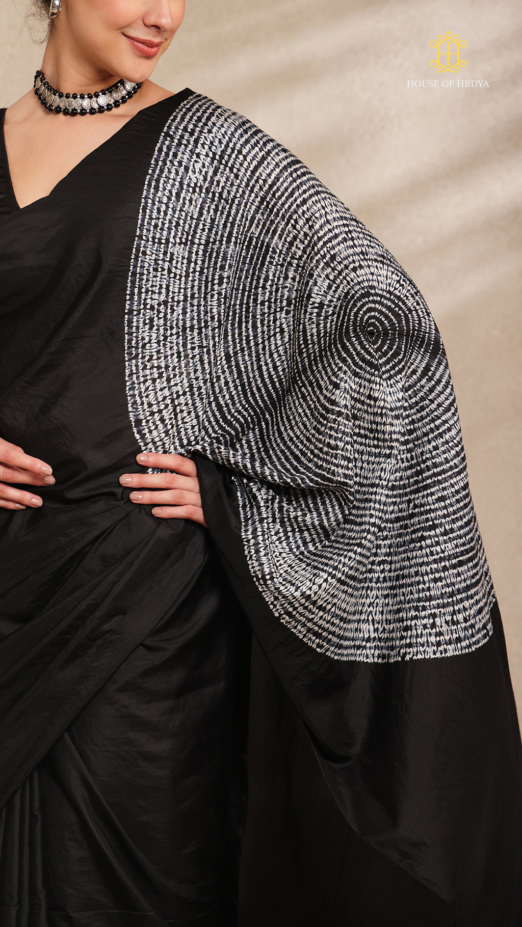 Shibori Black Ombre Shoulder Pattern