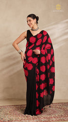 Clamp Chanderi Silk Black and Pink