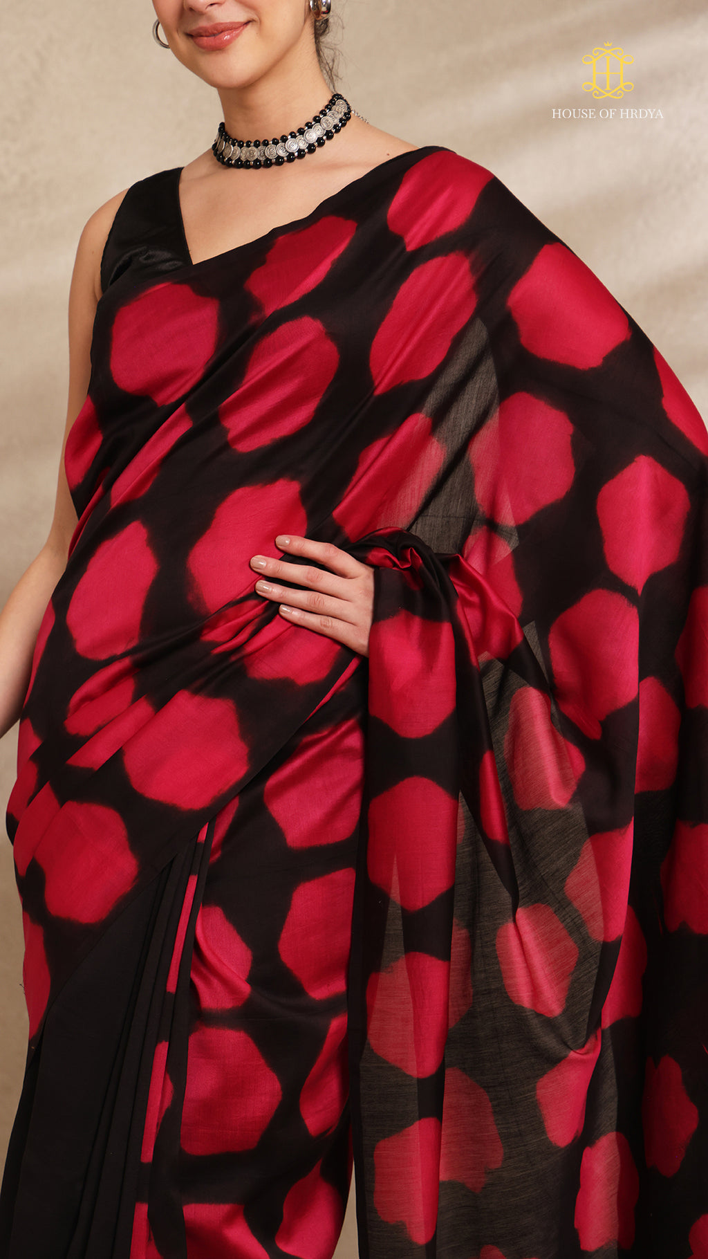 Clamp Chanderi Silk Black and Pink