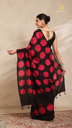 Clamp Chanderi Silk Black and Pink