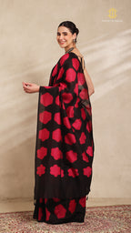 Clamp Chanderi Silk Black and Pink