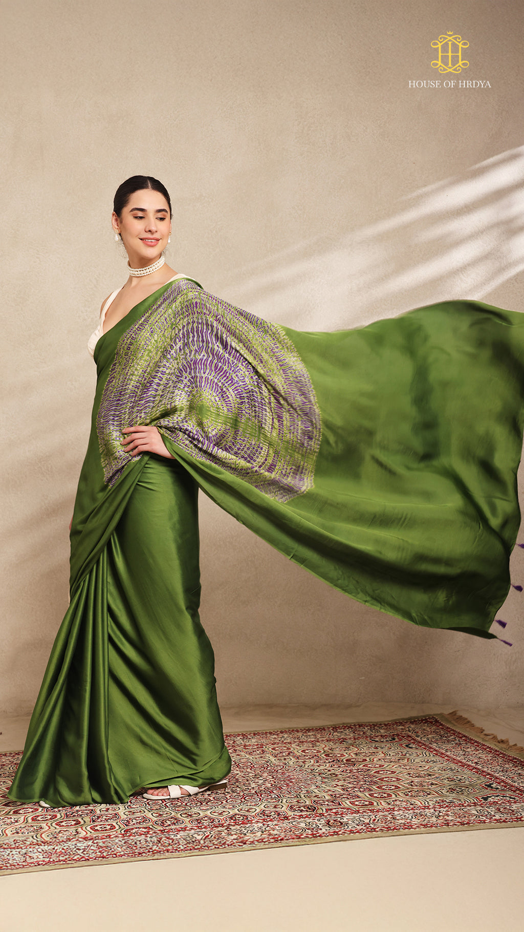 Baandh Green Modal Silk Purple Shibori