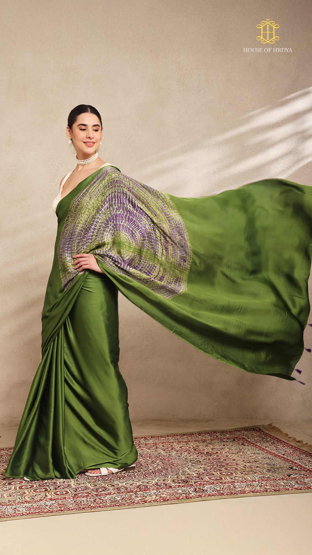 Baandh Green Modal Silk Purple Shibori