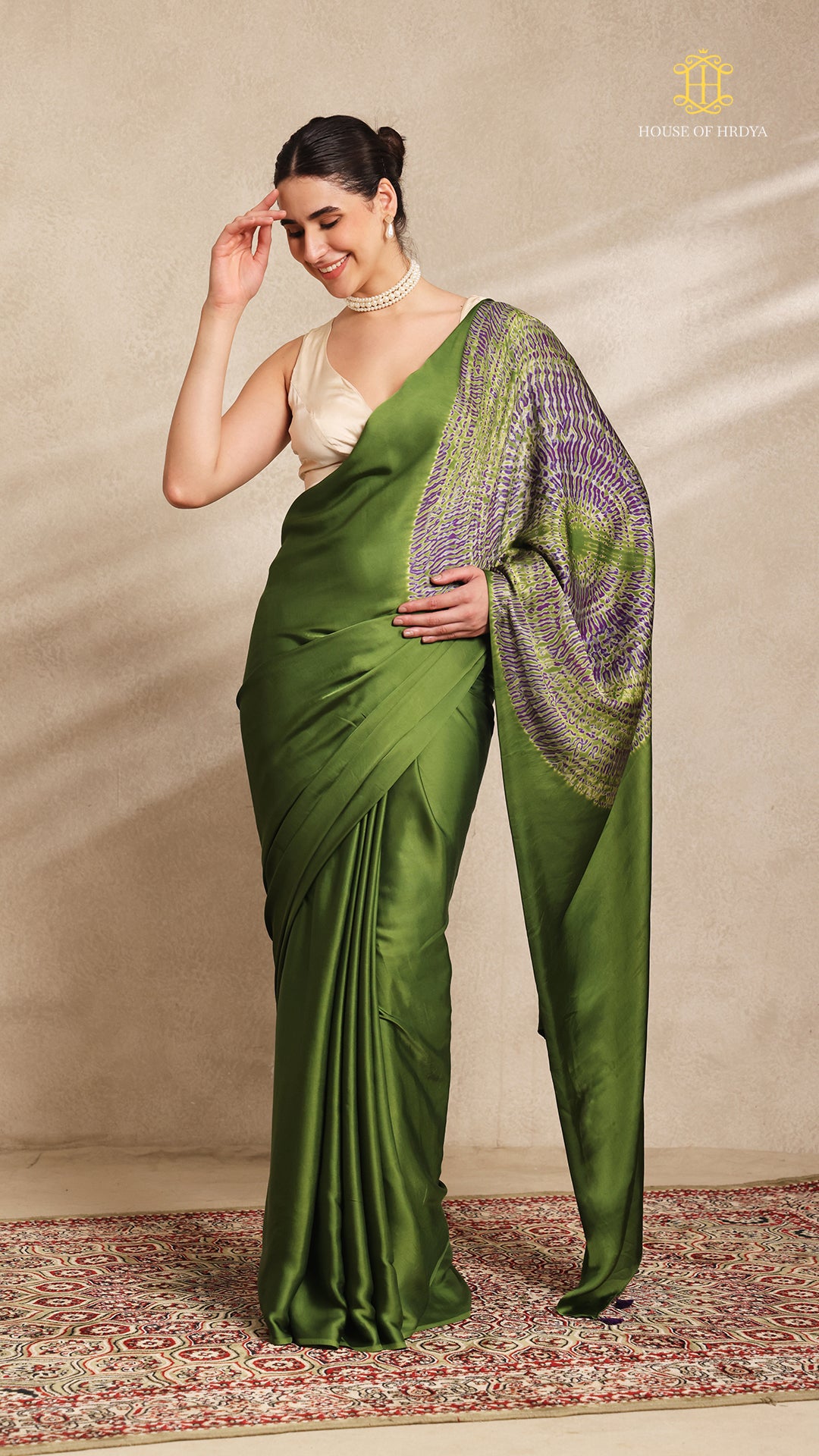 Baandh Green Modal Silk Purple Shibori