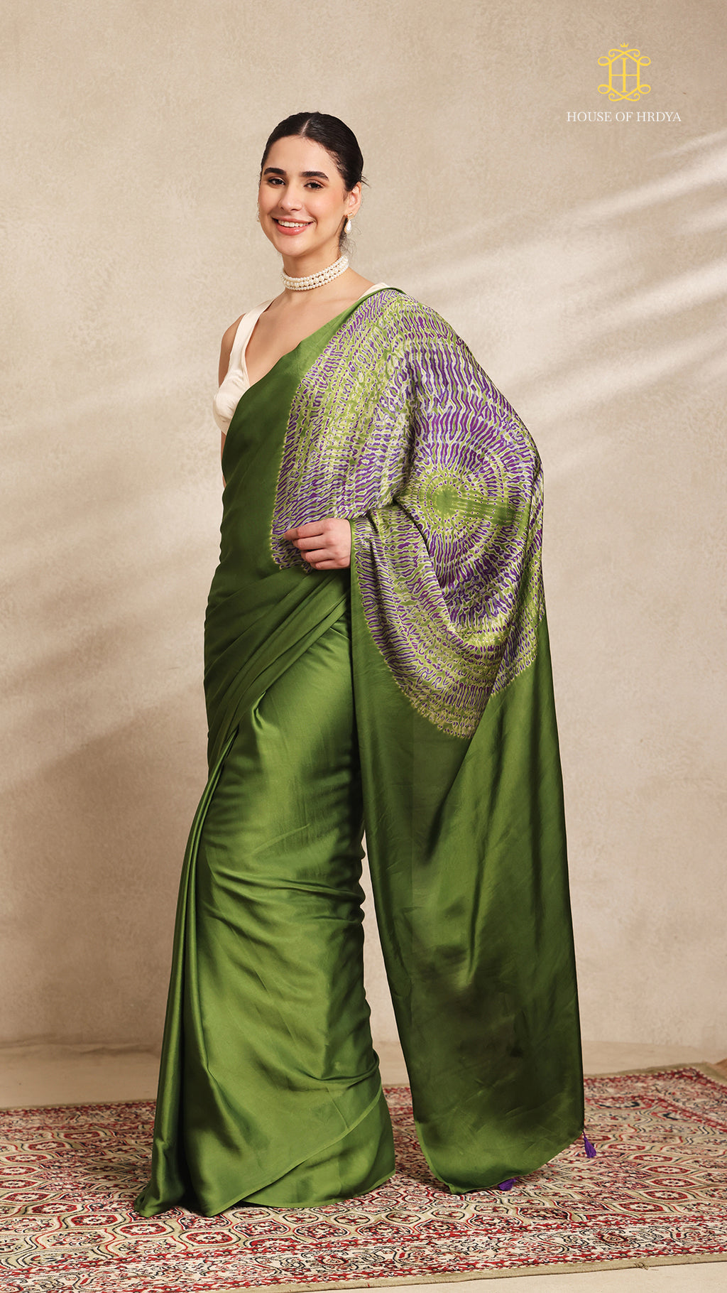 Baandh Green Modal Silk Purple Shibori