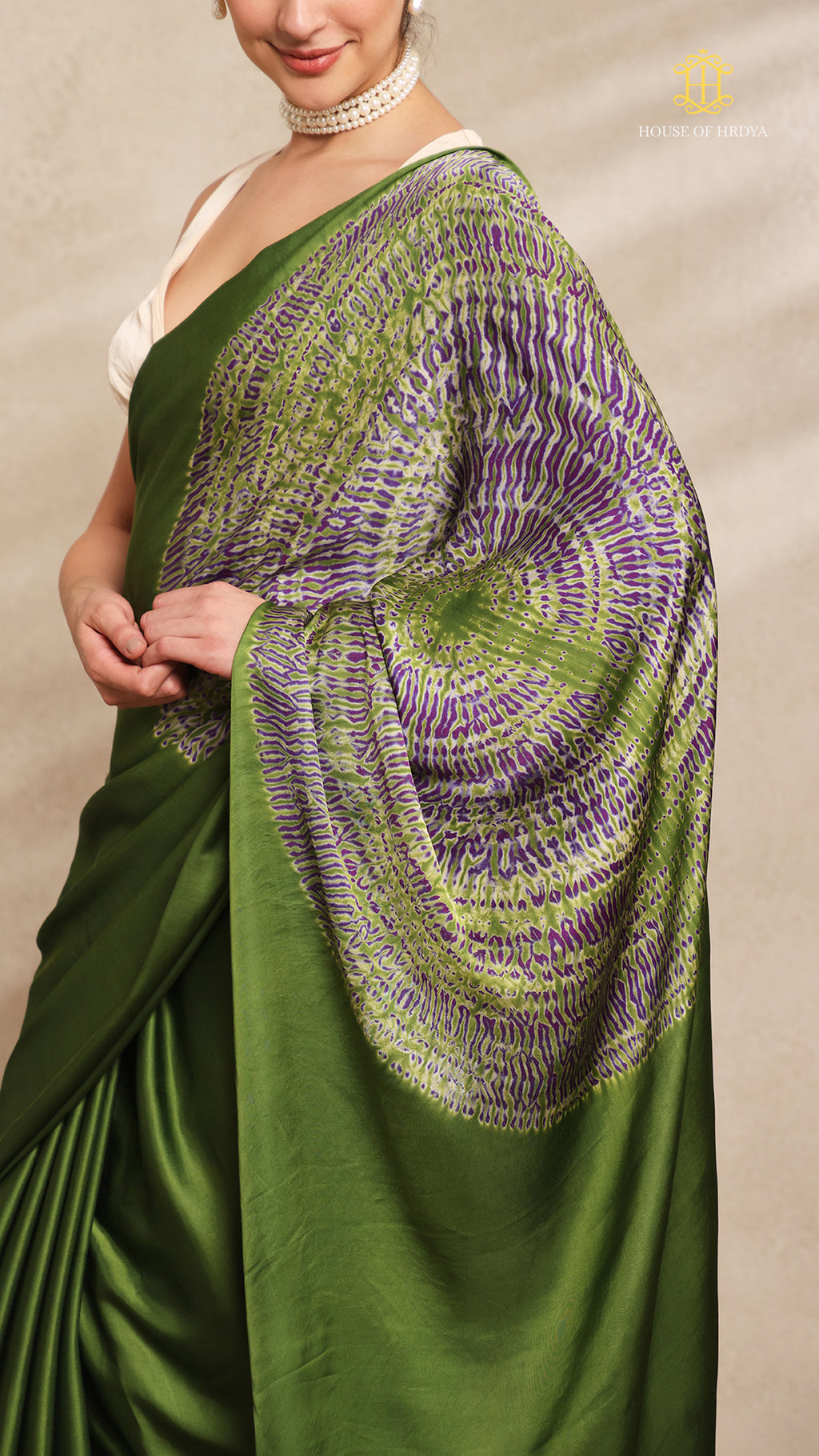 Baandh Green Modal Silk Purple Shibori