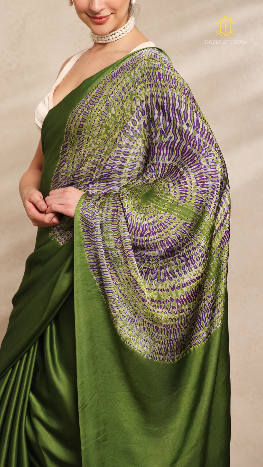 Baandh Green Modal Silk Purple Shibori