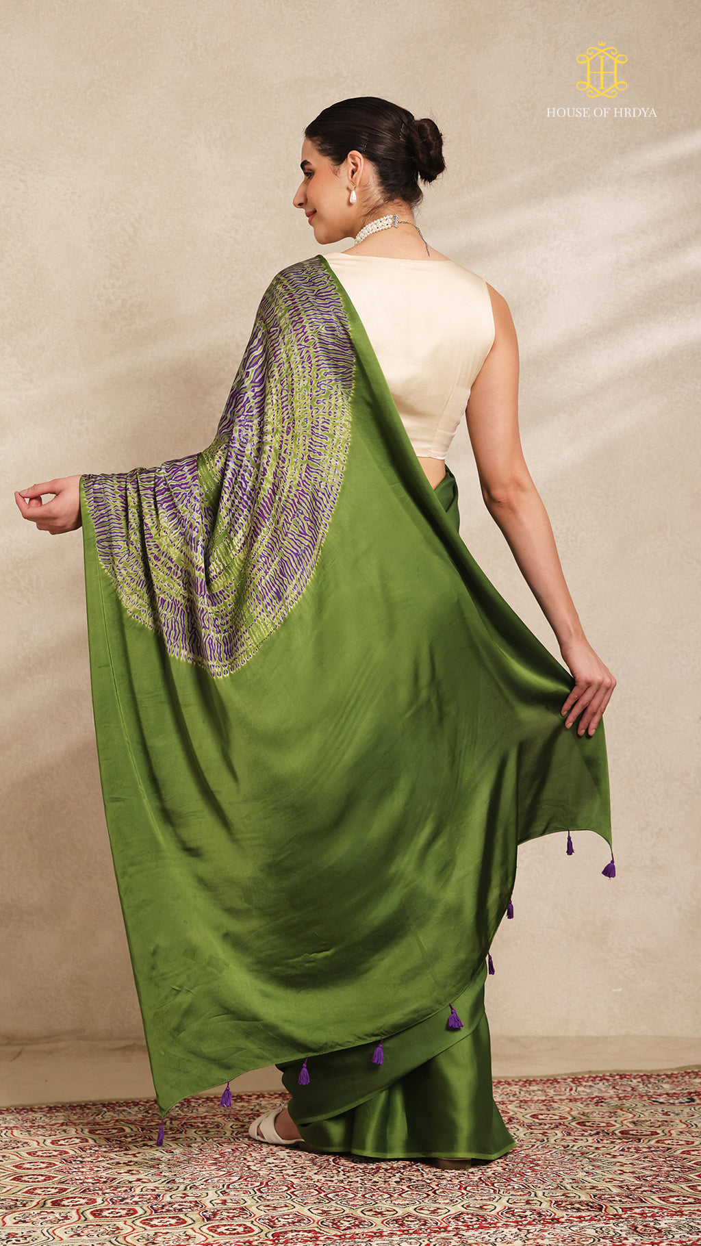 Baandh Green Modal Silk Purple Shibori