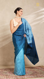 Shibori Sky Blue Ombre Shoulder Pattern