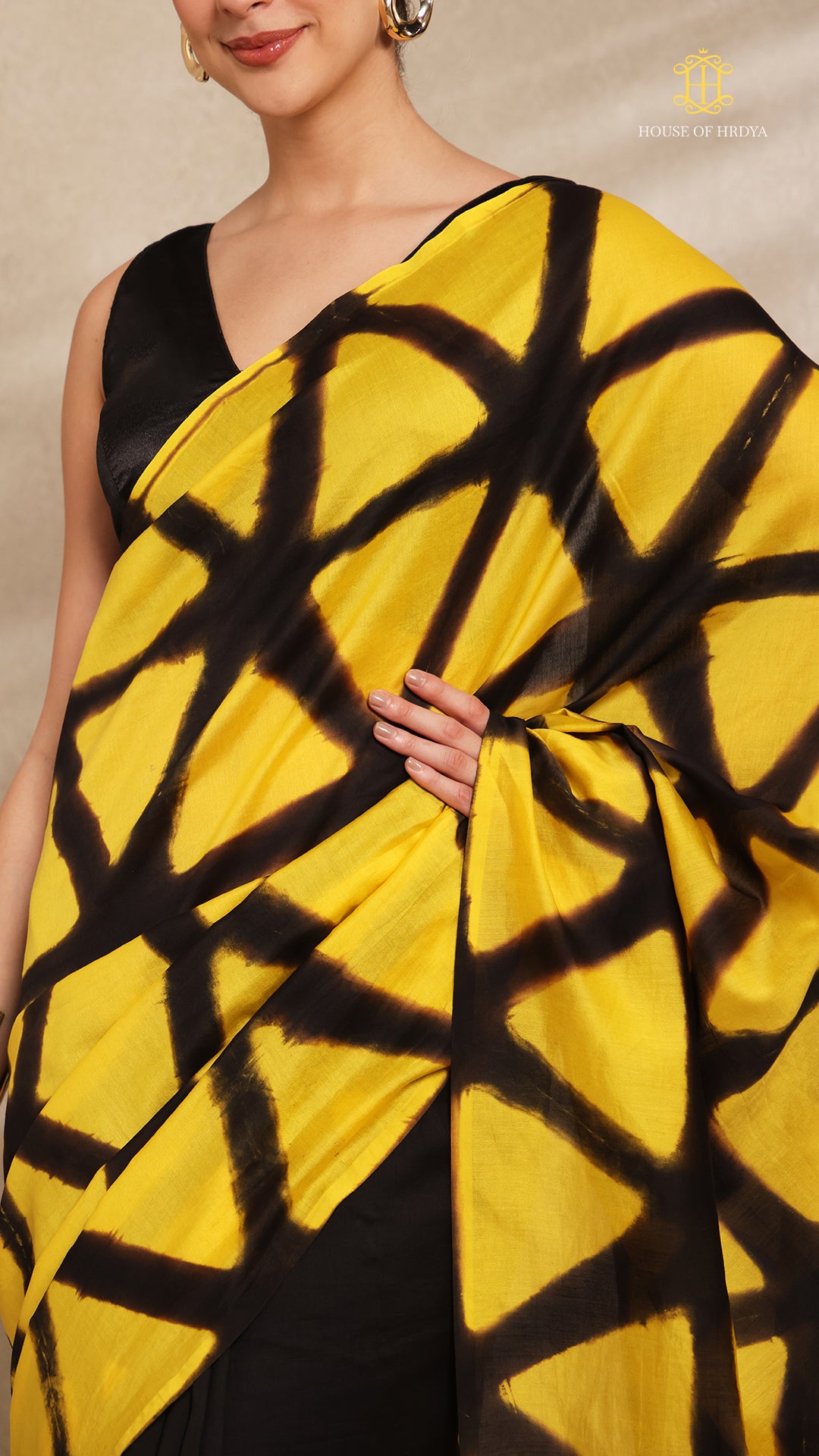 Clamp Chanderi Silk Black and Yellow