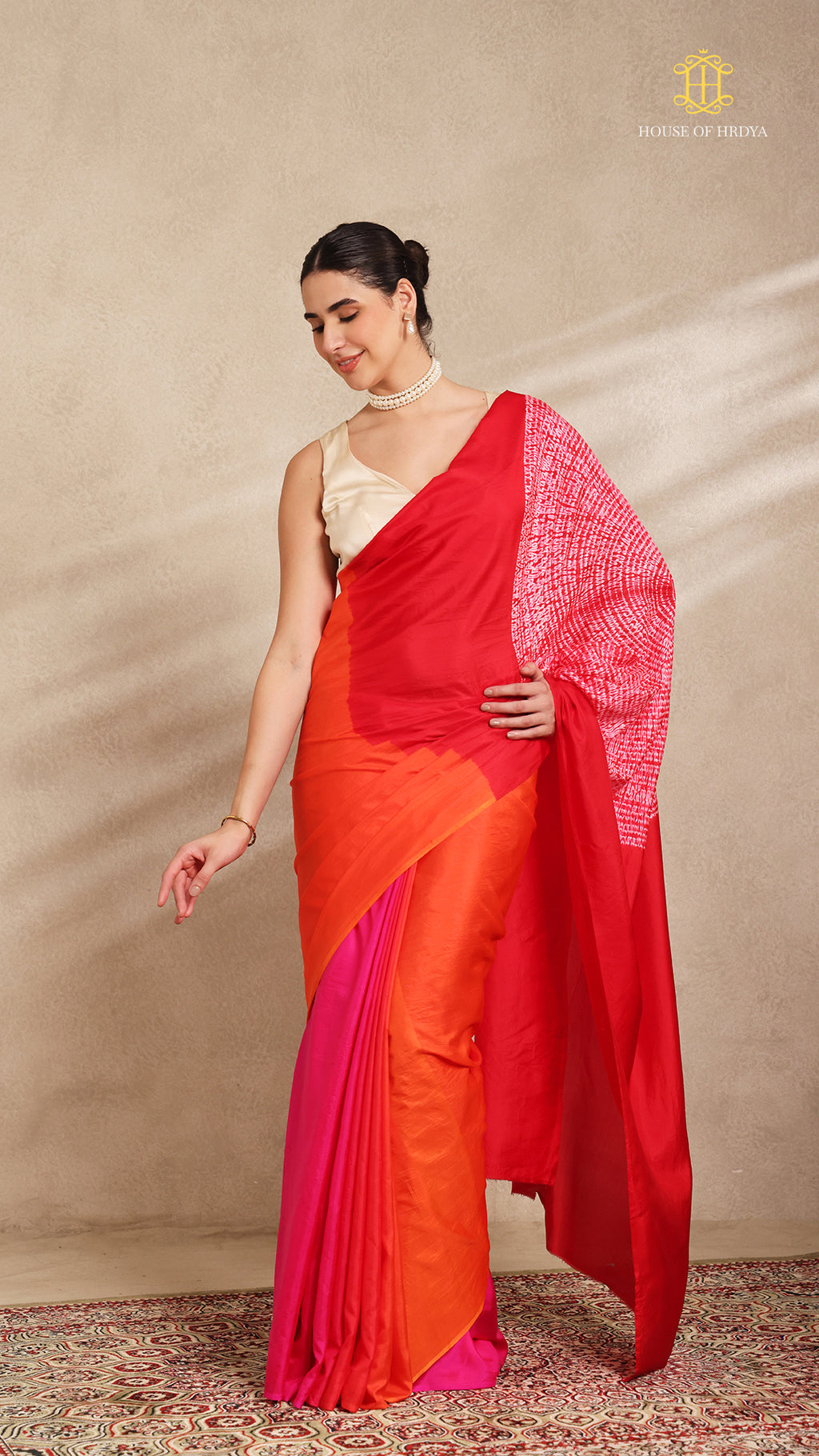 Shibori Red Ombre Shoulder Pattern