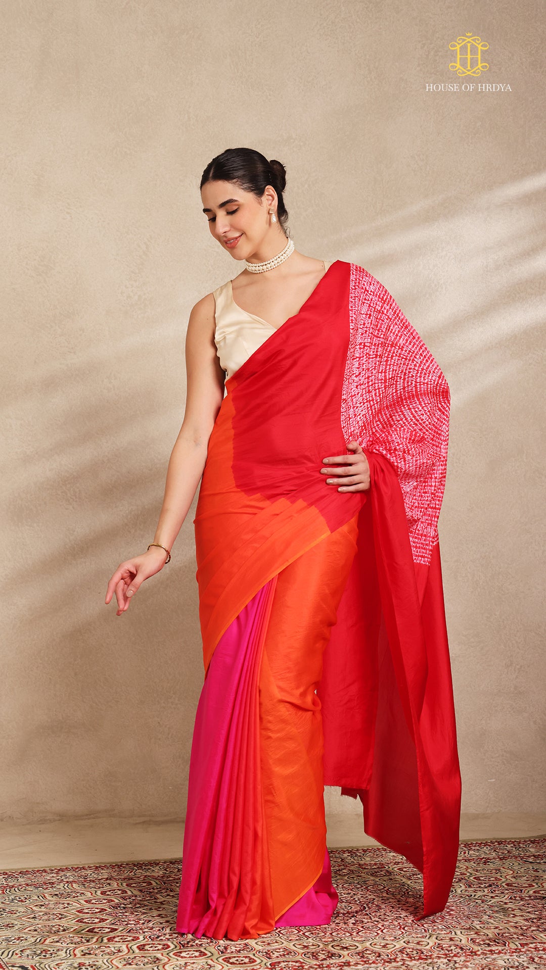 Shibori Red Ombre Shoulder Pattern