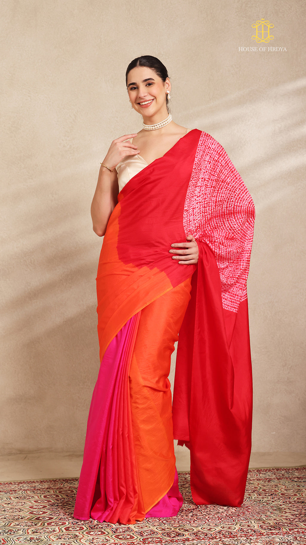 Shibori Red Ombre Shoulder Pattern