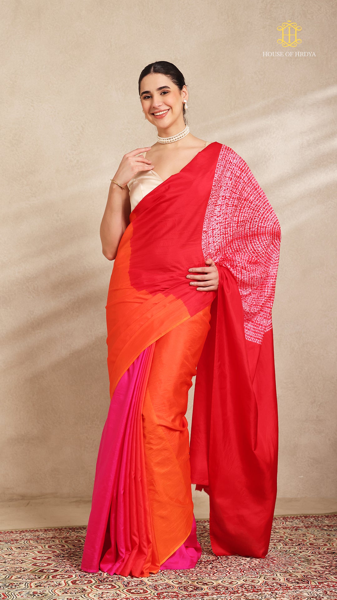 Shibori Red Ombre Shoulder Pattern
