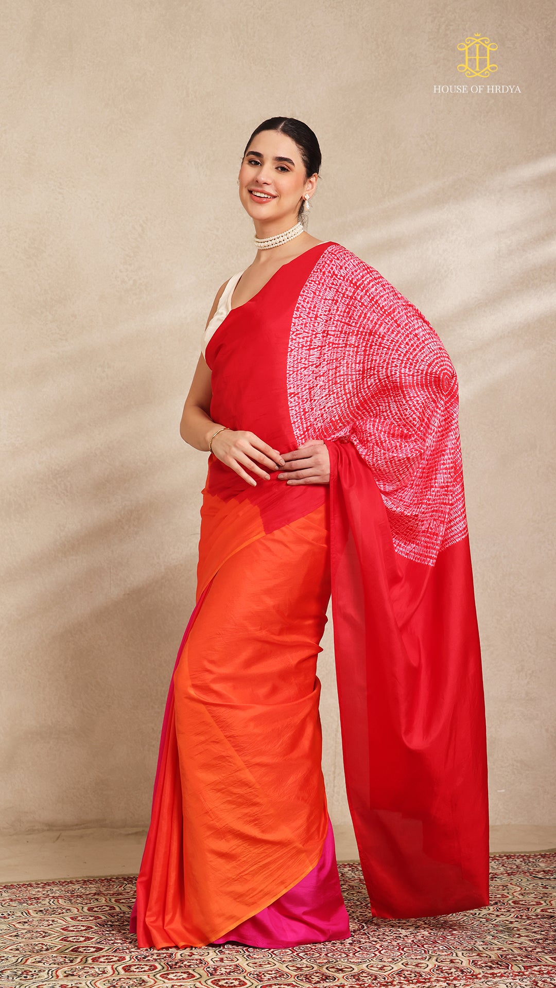 Shibori Red Ombre Shoulder Pattern
