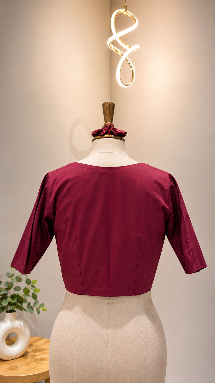 Maroon Sleeve Cotton Blouse Main image