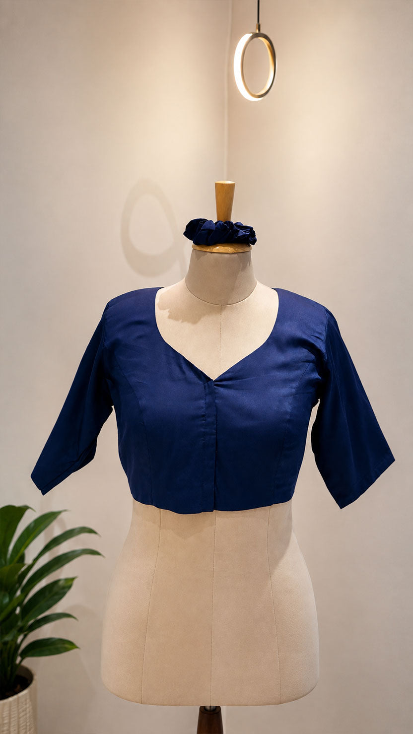 Indigo Sleeve Cotton Blouse Main image