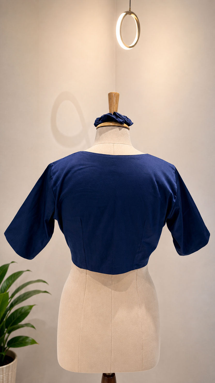 Indigo Sleeve Cotton Blouse Secondary image
