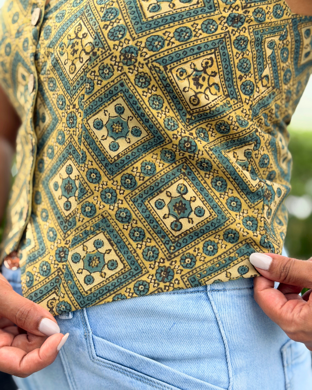 Yellow Ajrakh Waistcoat