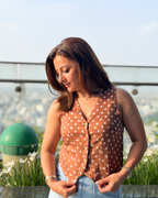 Brown Bandhani Waistcoat