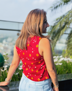 Red Bandhani Waistcoat