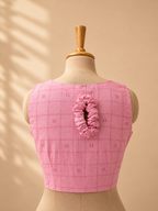 Light Pink Jamdani Blouse V-Neck