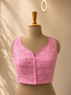 Light Pink Jamdani Blouse V-Neck