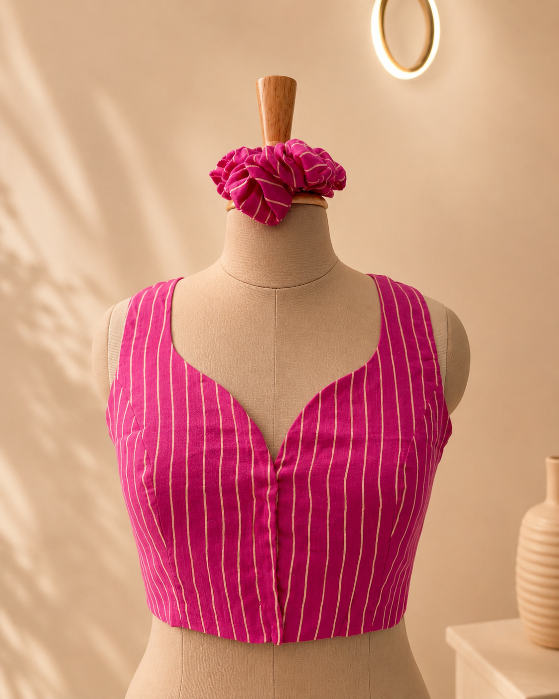 Magenta Cotton Blouse V-Neck