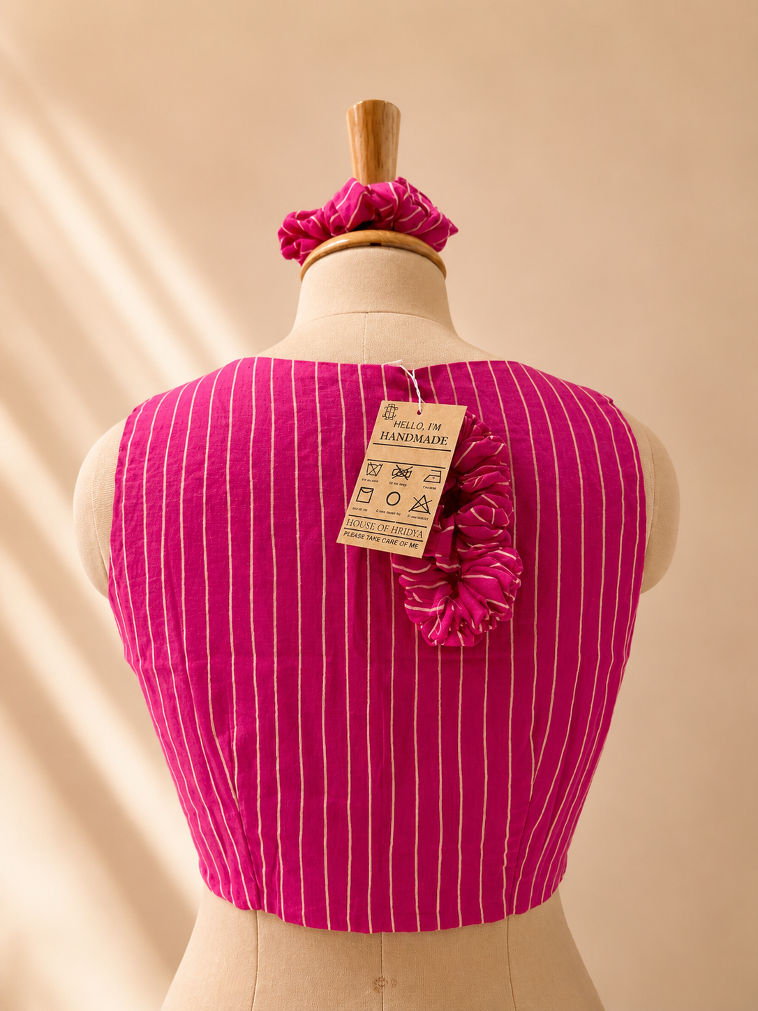 Magenta Cotton Blouse V-Neck Secondary image
