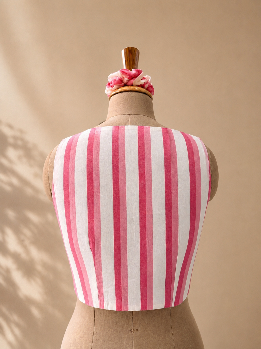Peach Cotton Blouse V-Neck