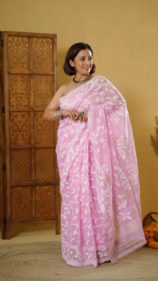 Gulabi Jaal Jamdani