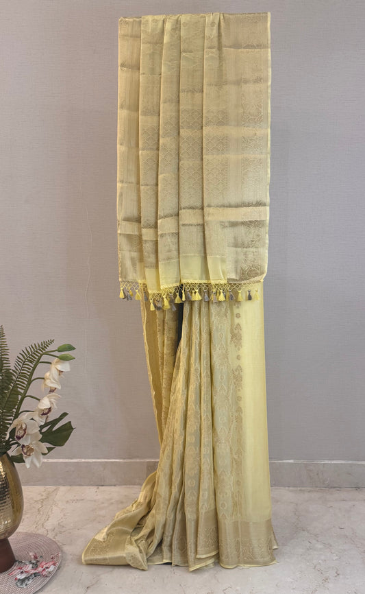 Fluid Grace Light Yellow Saree