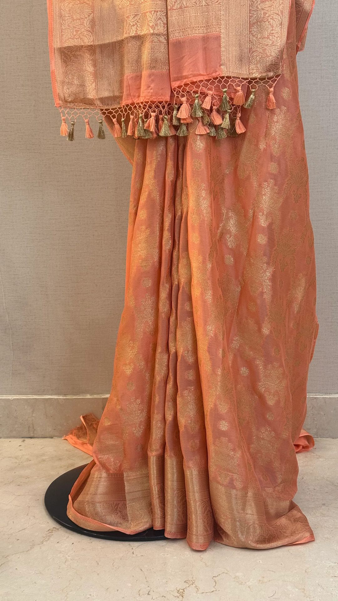 Fluid Grace Light Peach Saree Secondary image